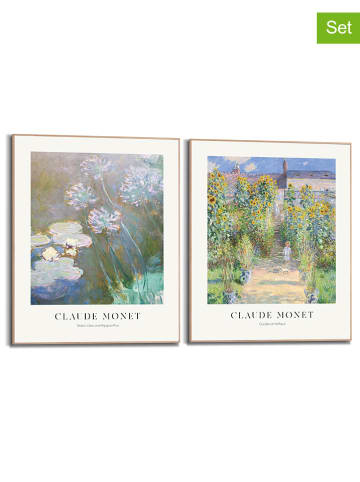 Orangewallz Druki artystyczne (2 szt.) "Claude Monet - Purple Blue" w ramce - 40 x 50 cm