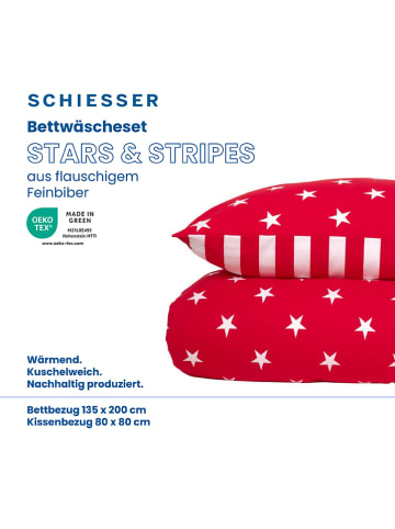 Schiesser Feinbiber-Bettwäsche-Set in Rot