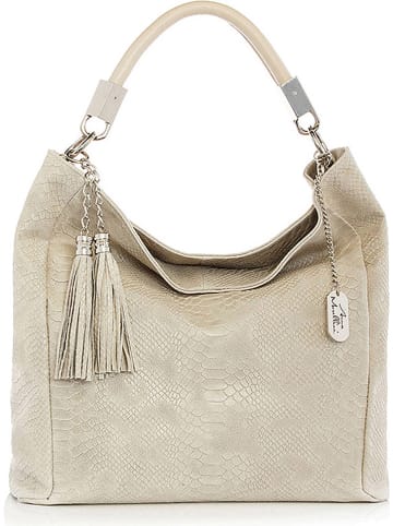 Anna Morellini Leren schoudertas crème - (B)38 x (H)36 x (D)14 cm