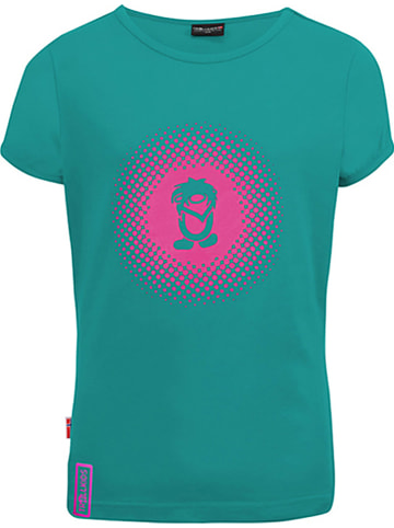 Trollkids Koszulka funkcyjna "Logo" w kolorze turkusowo-różowym