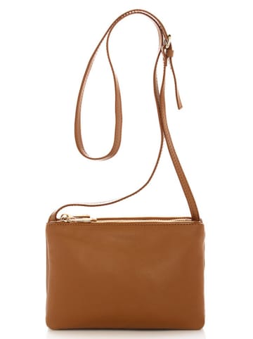 Mia Tomazzi Leder-Umhängetasche in Hellbraun - (B)25 x (H)15 x (T)10 cm