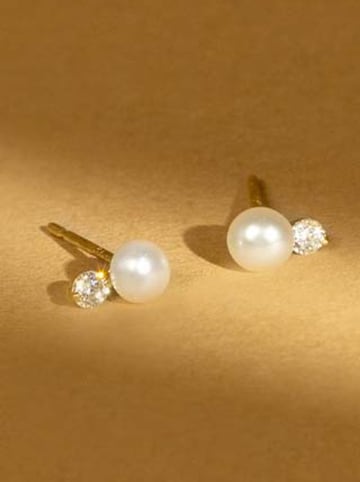 L instant d Or Gold-Ohrstecker "Uni" mit Perlen