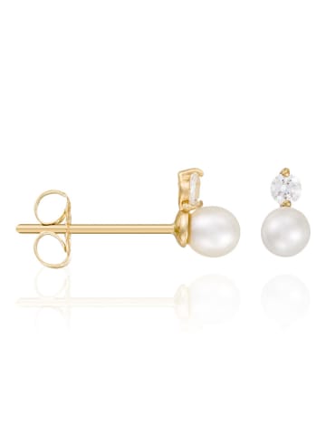 L instant d Or Gouden oorstekers "Uni" met parels