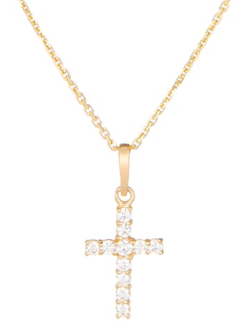 OR ÉCLAT Złota zawieszka "Croix Vérité" z cyrkoniami
