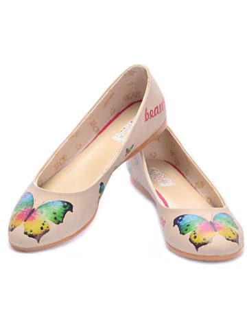 Goby Leder-Ballerinas in Creme/ Bunt