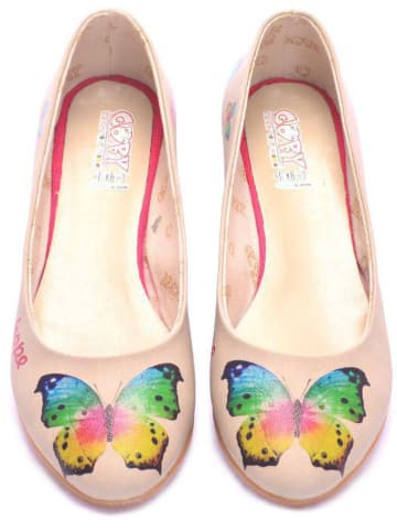 Goby Leder-Ballerinas in Creme/ Bunt