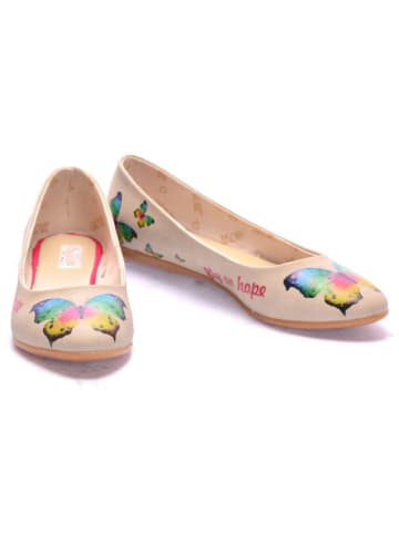 Goby Leder-Ballerinas in Creme/ Bunt