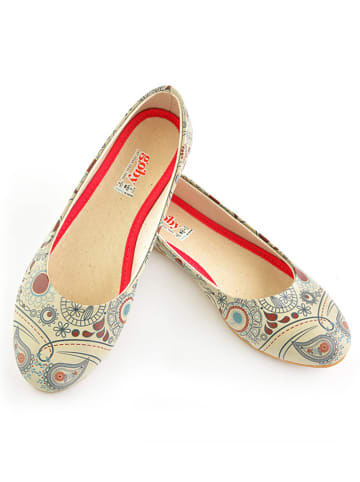 Goby Leder-Ballerinas in Bunt/ Beige