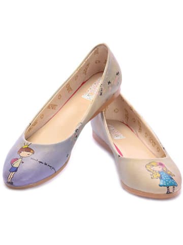 Goby Leder-Ballerinas in Creme/ Lila