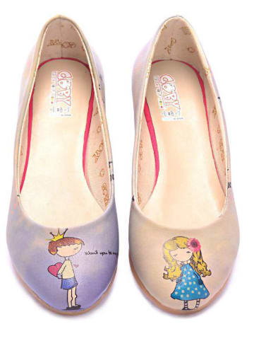 Goby Leder-Ballerinas in Creme/ Lila