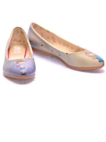 Goby Leder-Ballerinas in Creme/ Lila