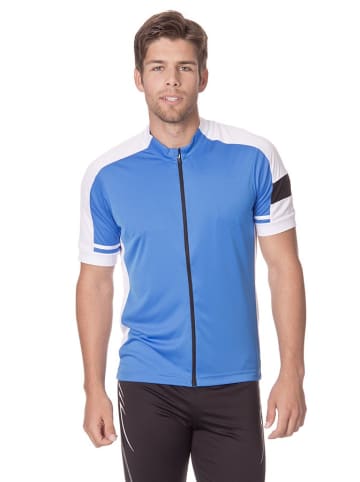 James & Nicholson Fietsshirt met rits blauw/wit