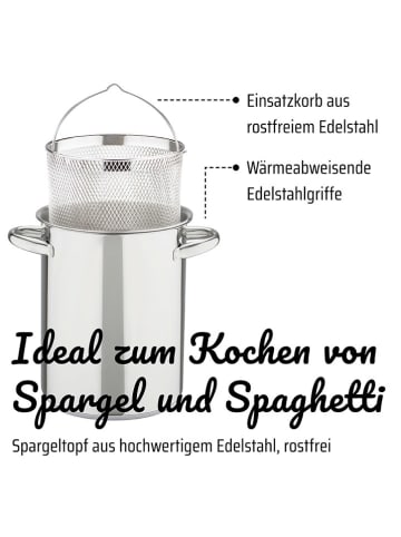 GSW 3tlg. Set: Spargeltopf in Silber - (H)21 x Ø 16 cm