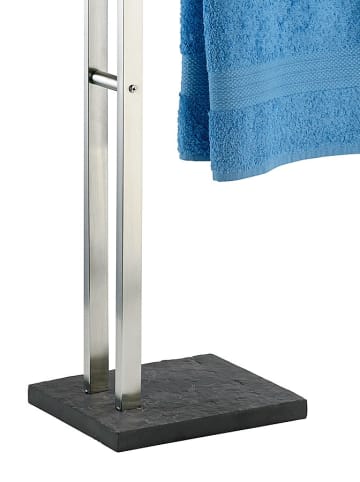 Wenko Edelstahl-Handtuchständer "Slate Rock" in silber/ schwarz