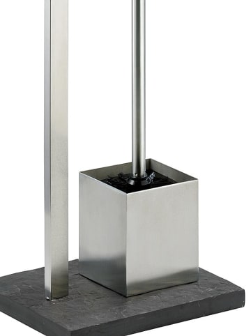 Wenko Roestvrijstalen toiletborstelgarnituur "State Rock" zilverkleurig/zwart