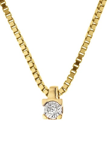 DYAMANT Złoty naszyjnik z diamentową zawieszką - dł. 42 cm