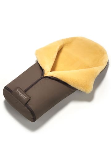 Hofbrucker Voetenzak met lamsvacht "Iglu" bruin - (L)95 x (B)34 cm
