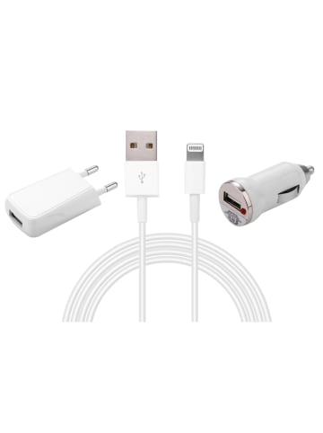 Platyne 3in1-USB-/lightning-kabel wit