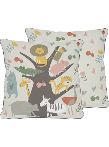 The Wild Hug Kissenhülle "Animal Tree" in Beige/ Bunt - (L)45 x (B)45 cm