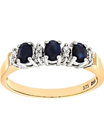 Diamant Exquis Gouden ring met diamanten en saffieren