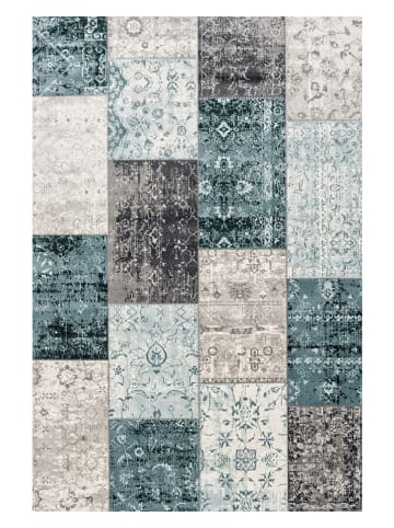 Lifa Living Laagpolig tapijt "Cool Patchwork" blauw/grijs