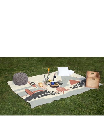 Surdic Picknickdeken "Surf Day" crème/grijs - (L)170 x (B)140 cm
