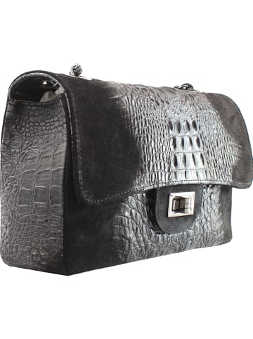 ORE10 Leder-Umhängetasche in Schwarz - (B)28 x (H)16 x (T)8 cm