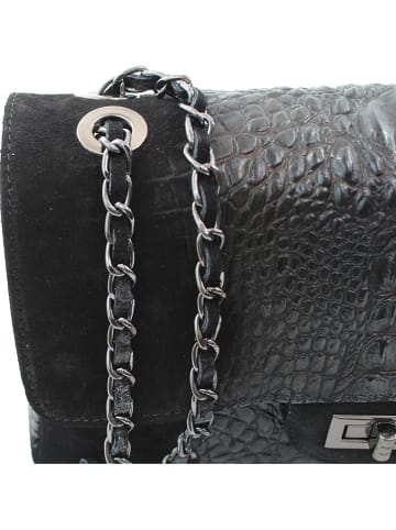 ORE10 Leder-Umhängetasche in Schwarz - (B)28 x (H)16 x (T)8 cm