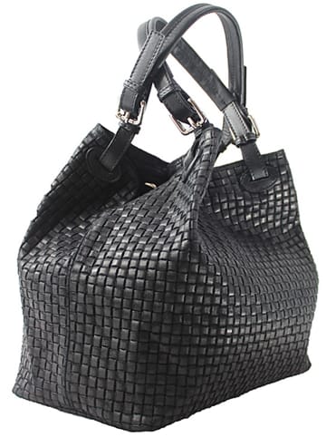 ORE10 Leder-Henkeltasche in Schwarz - (B)34 x (H)29 x (T)18 cm