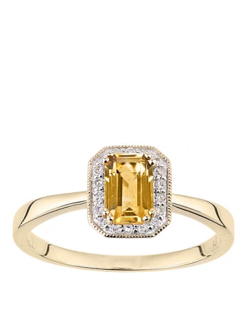 Rinani Gouden ring met diamanten en citrien