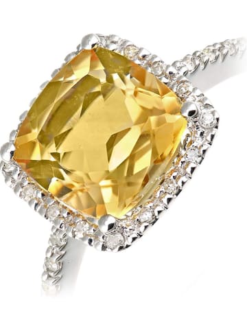 Revoni Złoty pierścionek z diamentami i cytrynem