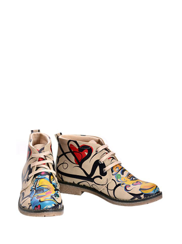 Goby Schnürschuhe in Beige/ Bunt