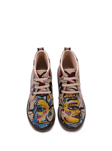 Goby Schnürschuhe in Beige/ Bunt