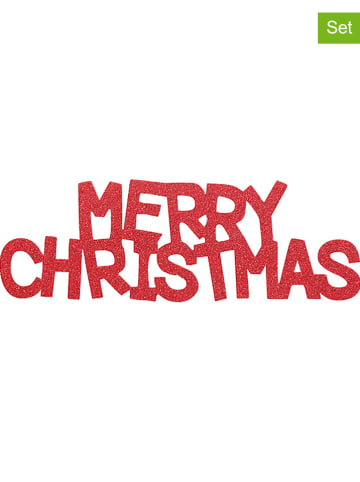 Overbeck and Friends 2-delige set: glitterteksten "Merry Christmas" rood - (B)30 x (H)10 cm