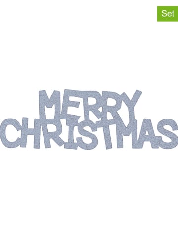 Overbeck and Friends 2-delige set: glitterteksten "Merry Christmas" zilverkleurig - (B)30 x (H)10 cm