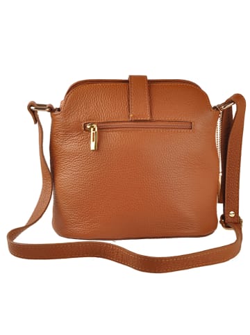 Florence Bags Skórzana torebka "Larissa" w kolorze jasnobrązowym - 26 x 21 x 12 cm
