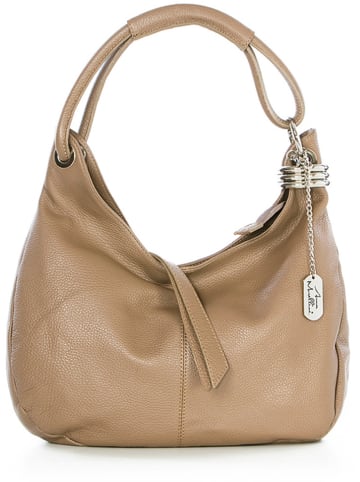 Anna Morellini Leren schoudertas beige - (B)38 x (H)34 x (D)10 cm