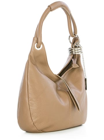 Anna Morellini Skórzana torebka w kolorze beżowym - 38 x 34 x 10 cm