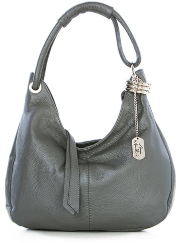 Anna Morellini Leren schoudertas grijs - (B)38 x (H)34 x (D)10 cm
