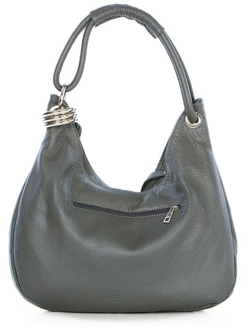 Anna Morellini Leren schoudertas grijs - (B)38 x (H)34 x (D)10 cm