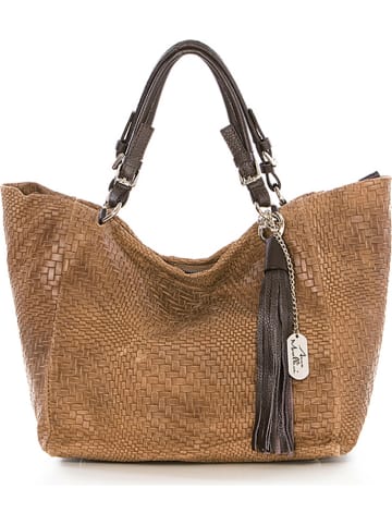 Anna Morellini Skórzany shopper bag "Solana" w kolorze jasnobrązowym - 42 x 30 x 20 cm