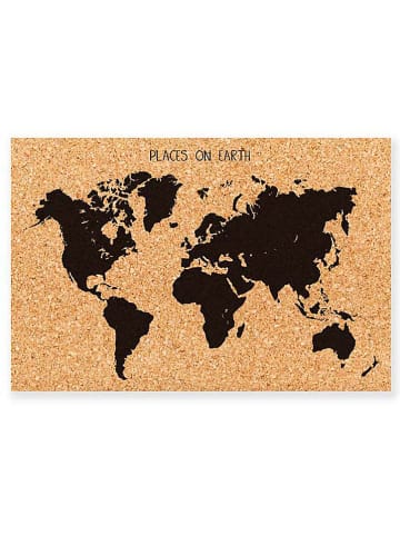 Little nice things Tablica korkowa "Places on Earth" w kolorze brązowo-czarnym - 70 x 50 cm