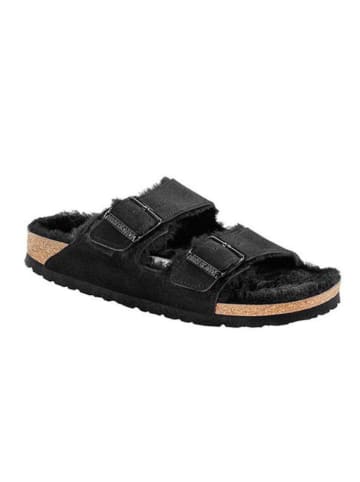 Birkenstock Leder-Pantoletten "Arizona" in Schwarz - Weite N
