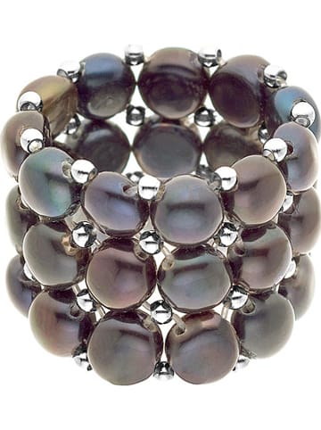 Pearline Pierścionek perłowy w kolorze antracytowym