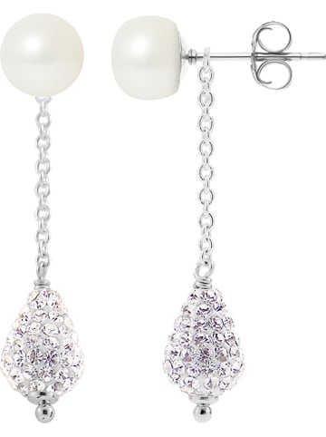 Pearline Srebrne kolczyki z kryształkami i perłami w kolorze białym