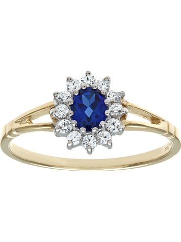 Diamant Exquis Gouden ring met saffier