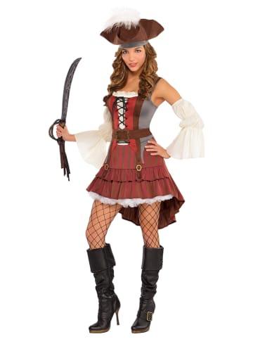 Amscan 3-delig kostuum "Castaway Pirate" bruin/rood