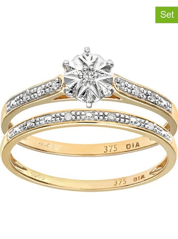 Diamant Exquis 2er-Set: Gold-Ringe mit Diamanten