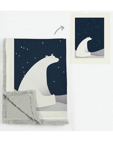 Little nice things Koc "Bear Night" w kolorze granatowo-szarym - 170 x 130 cm
