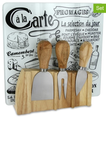 COOK CONCEPT 5-delige kaasset zilverkleurig/bruin